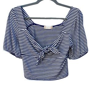 Altar’d State Navy & White Striped Tie Crop Top, Alter’d State Crop Top